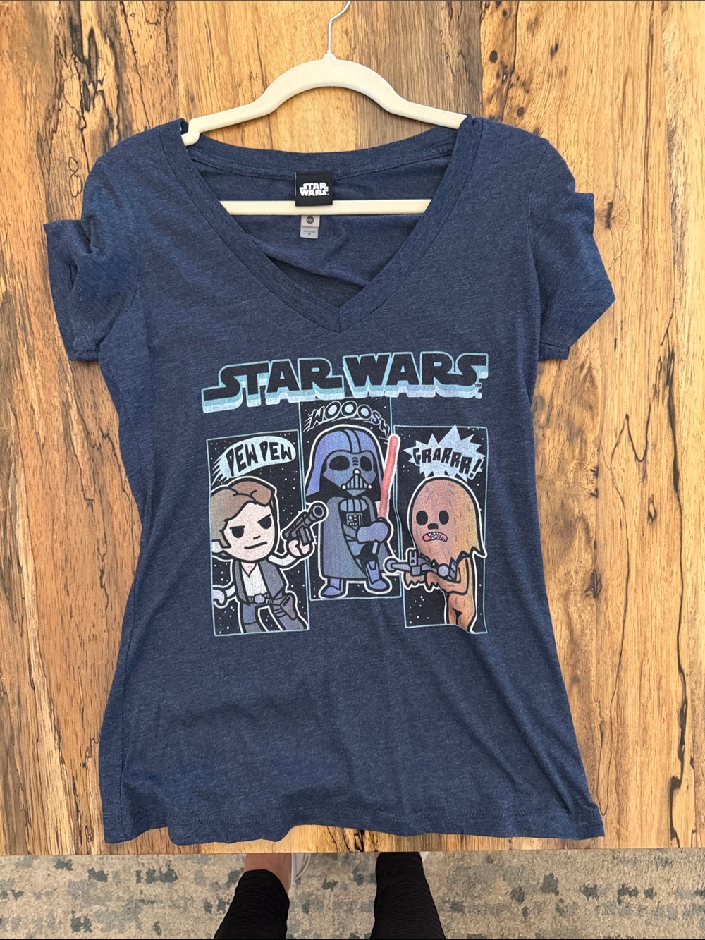 Star Wars Navy Blue Kids V-Neck Tee with Comic Graphic